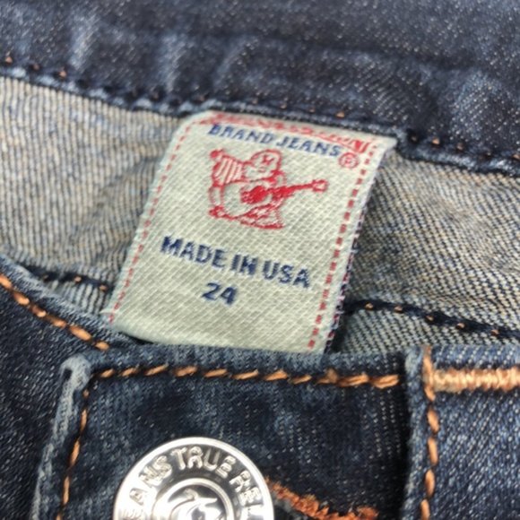 LIKE NEW TRUE RELIGION STRAIGHT JEANS 24x30 MADE IN USA 🇺🇸 - Picture 4 of 10